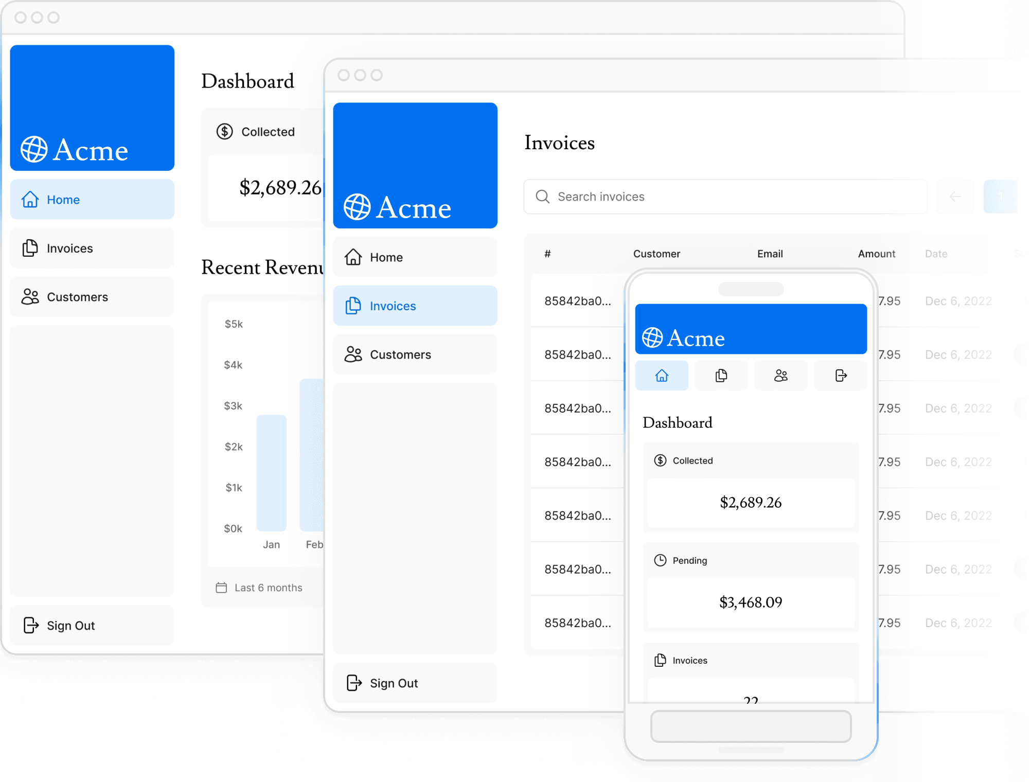 Desktop image of the dashboard